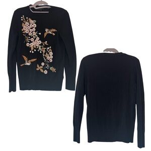 Ted Baker Black Sweater with Floral and Bird Design